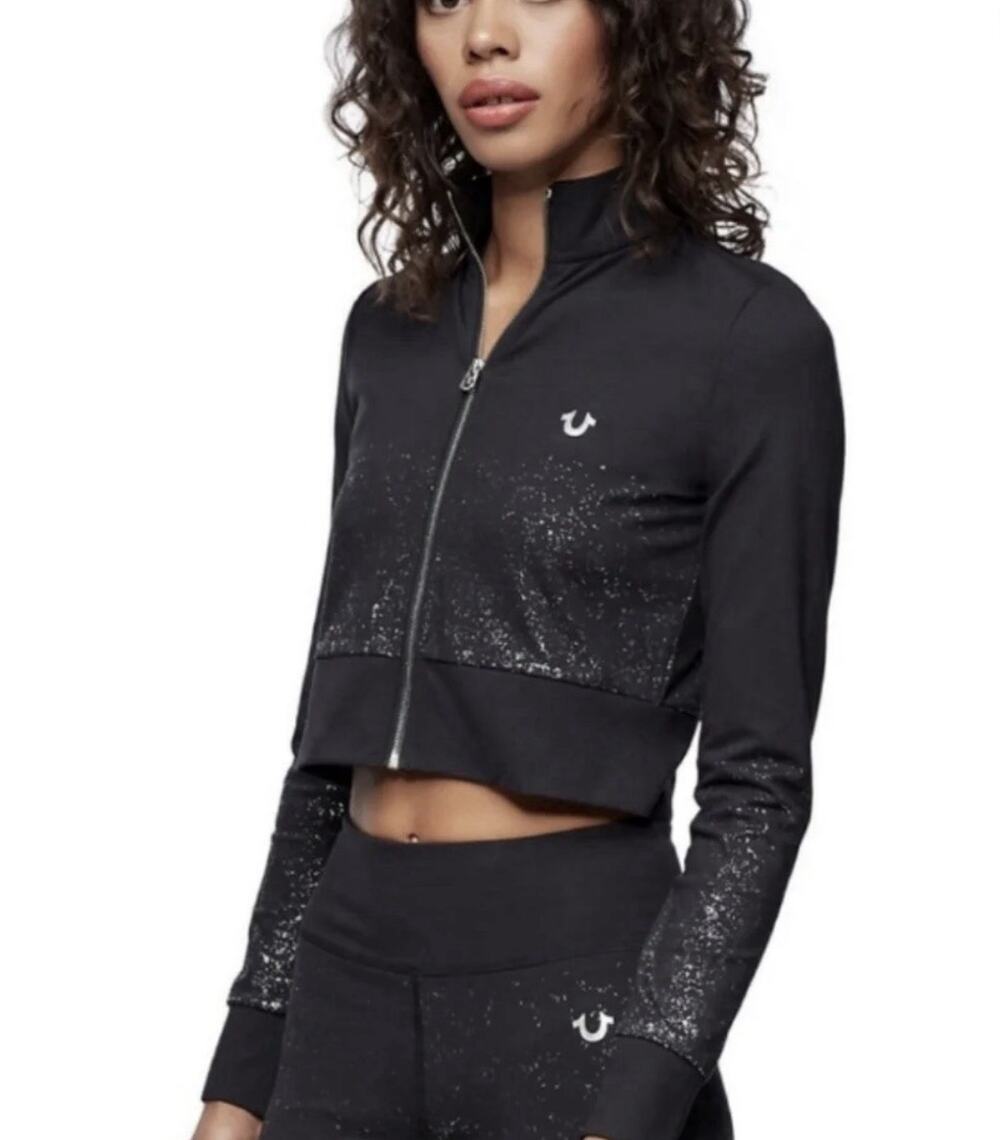 True Religion Ombre Sparkle Glitter Activewear Set 2pc Jacket M Leggings S
